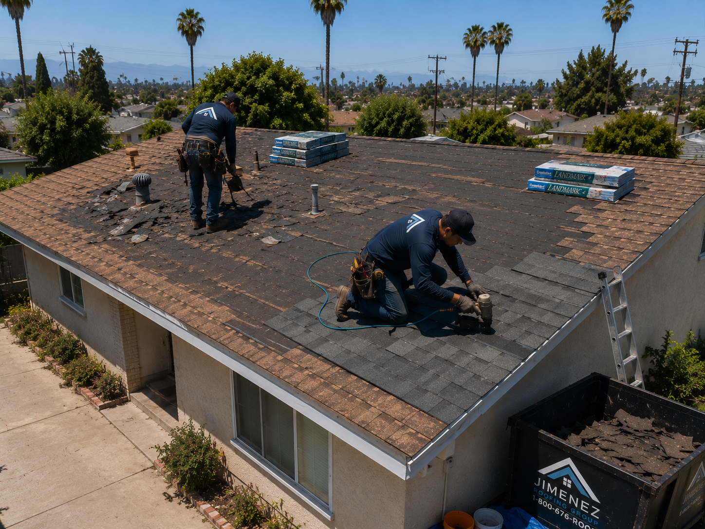 During roof installation - active construction work